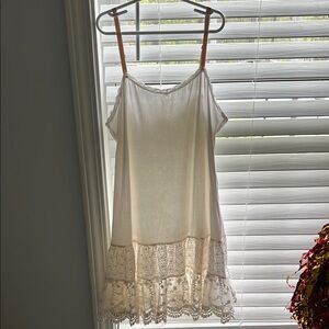 White Cotton Dress with Lace Trim